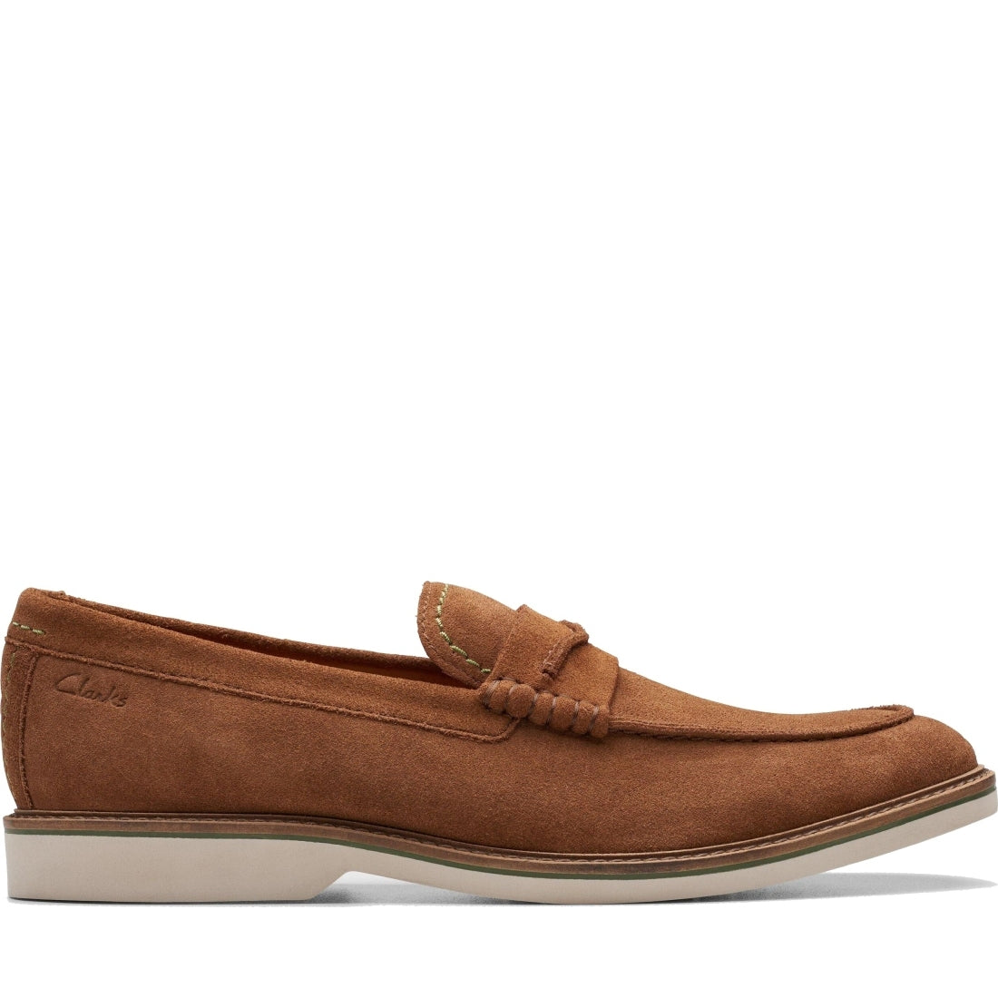 Clarks mens 1224 cola suede atticus ltslip mocasins | Vilbury London