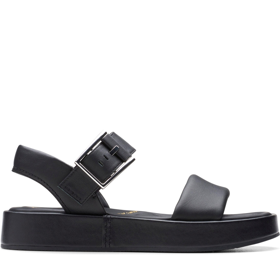 Clarks womens 1216 black leather alda strap sandals | Vilbury London