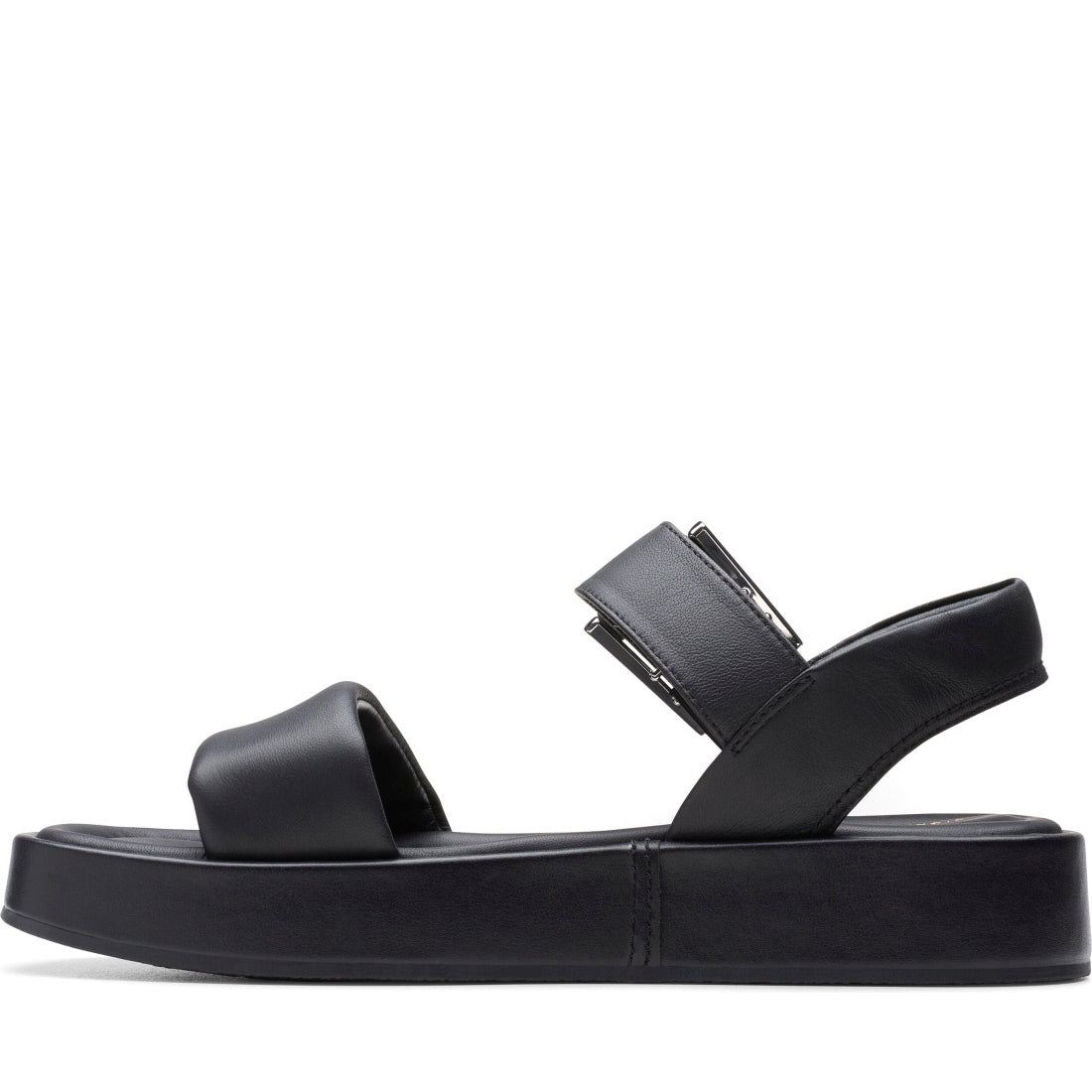 Clarks womens 1216 black leather alda strap sandals | Vilbury London