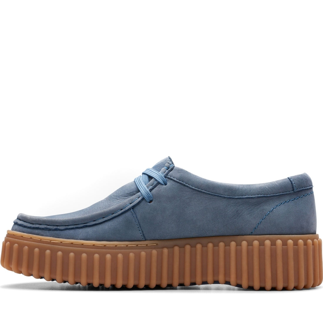 Clarks womens 2243 blue nubuck torhill bee leisure trainers | Vilbury London