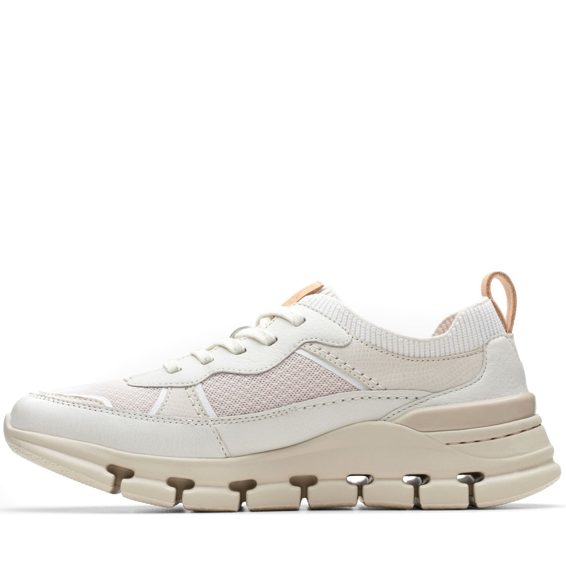 Clarks womens 1237 off white combi nature x cove leisure trainers | Vilbury London