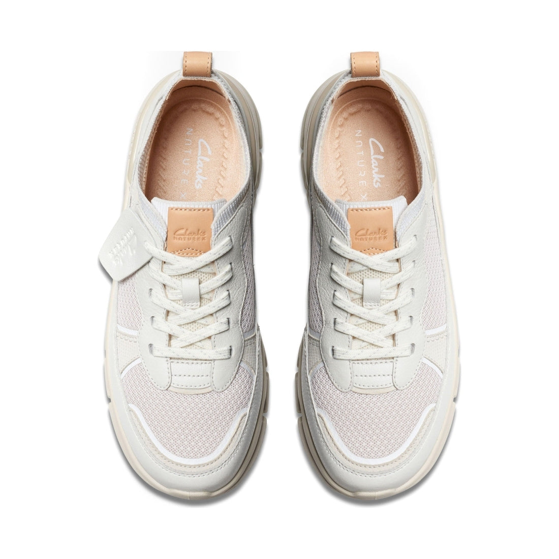 Clarks womens 1237 off white combi nature x cove leisure trainers | Vilbury London