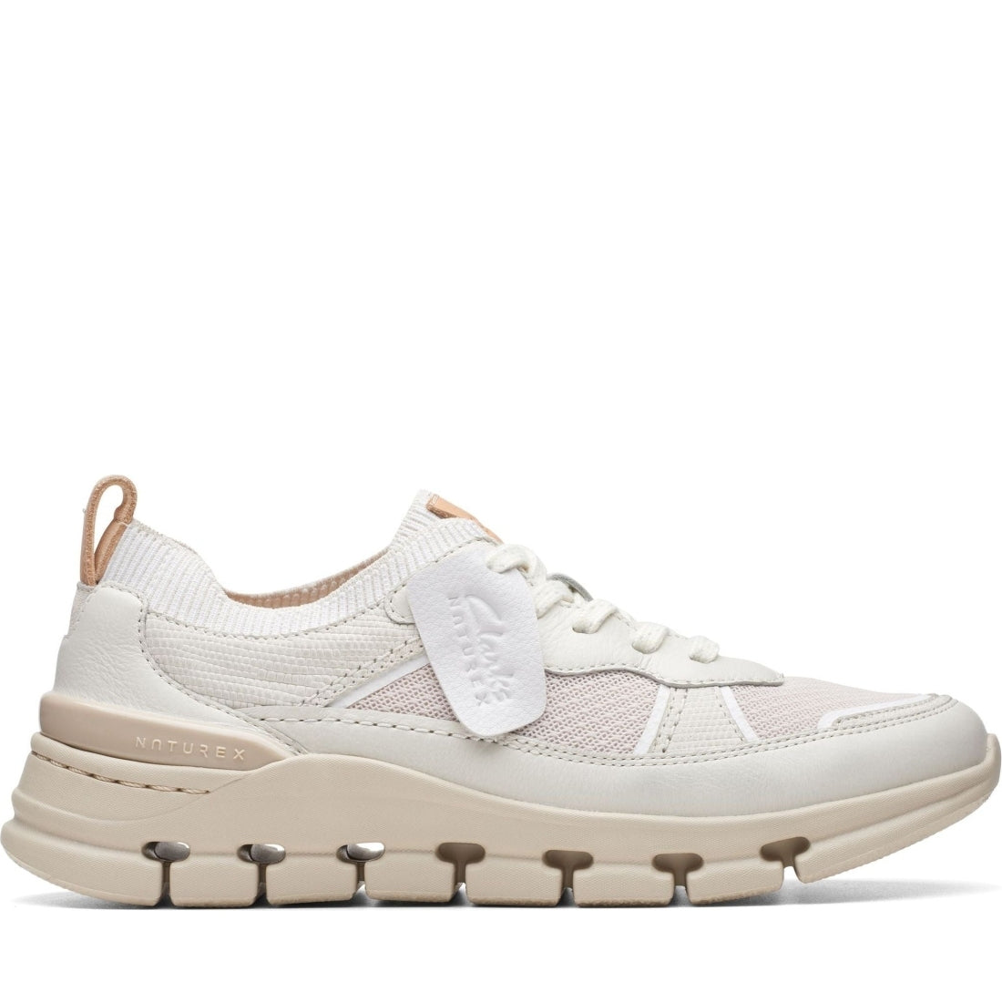 Clarks womens 1237 off white combi nature x cove leisure trainers | Vilbury London