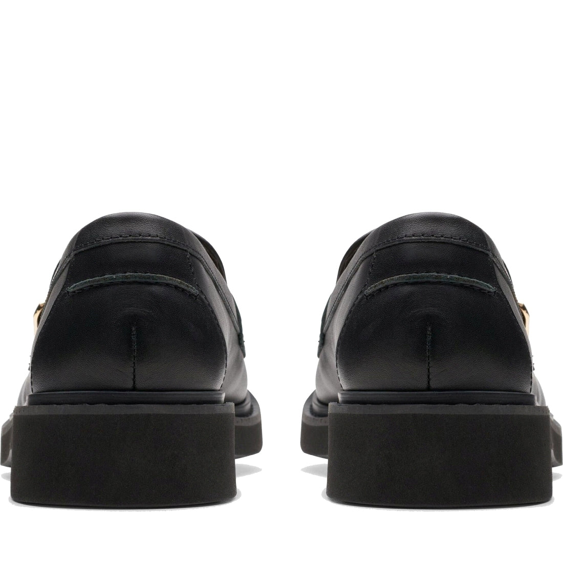 Clarks womens 1216 black leather splend penny loafers | Vilbury London