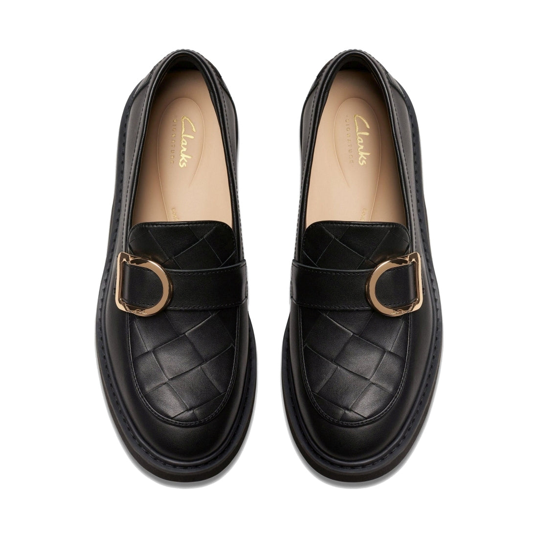 Clarks womens 1216 black leather splend penny loafers | Vilbury London