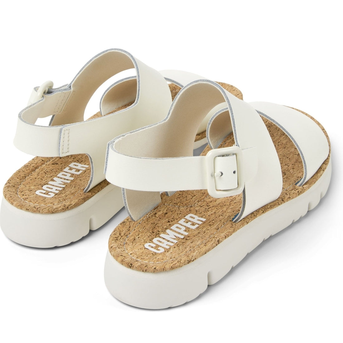 Camper womens white natural lasted sandals | Vilbury London