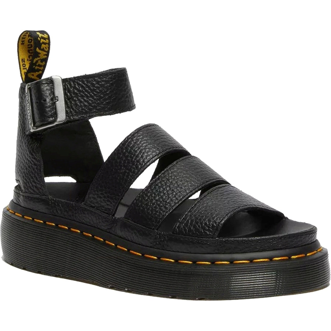 Dr. Martens womens black clarissa milled nappa sandals | Vilbury London