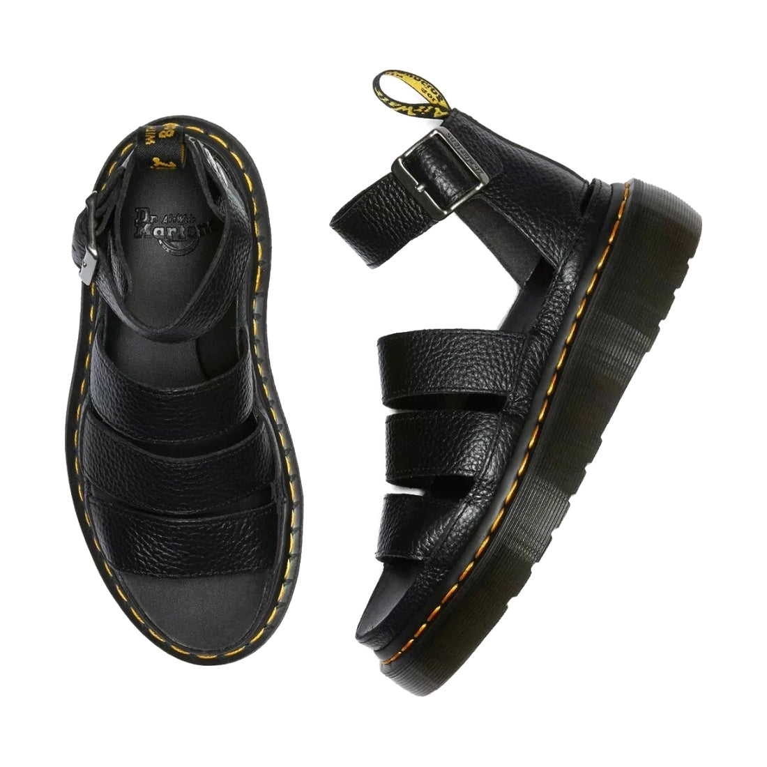 Dr. Martens womens black clarissa milled nappa sandals | Vilbury London