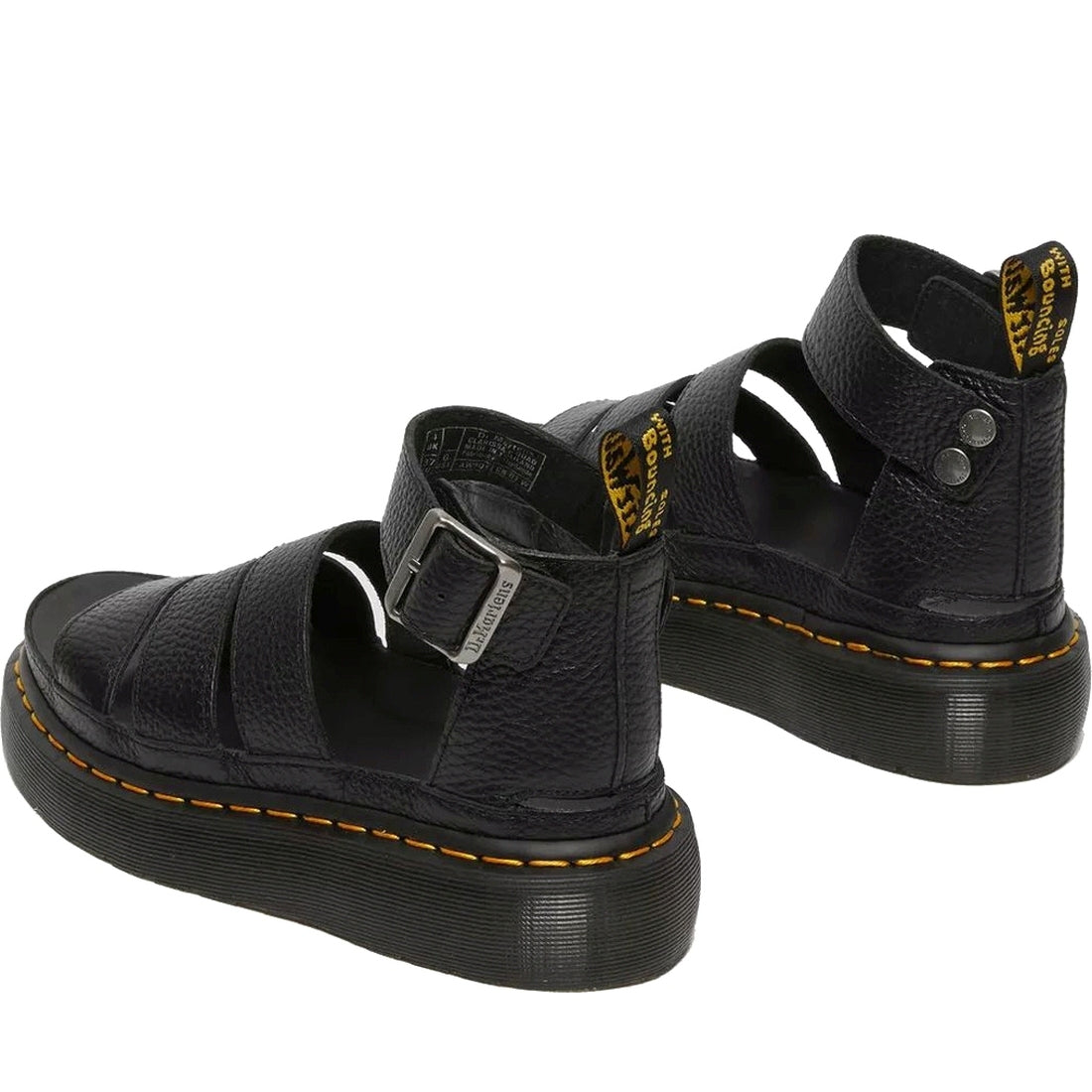 Dr. Martens womens black clarissa milled nappa sandals | Vilbury London