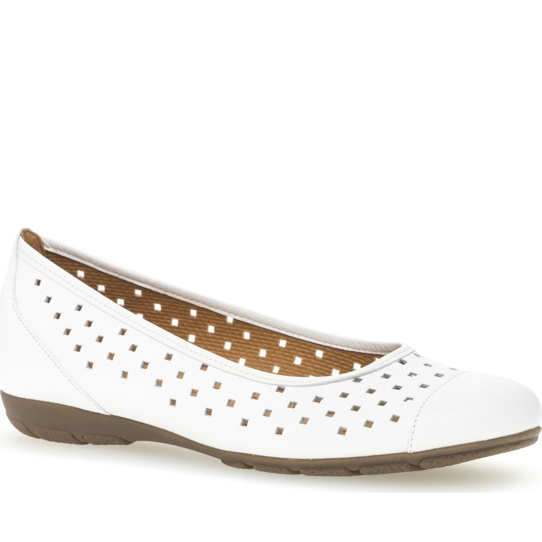 Gabor womens white casual closed ballerinas | Vilbury London