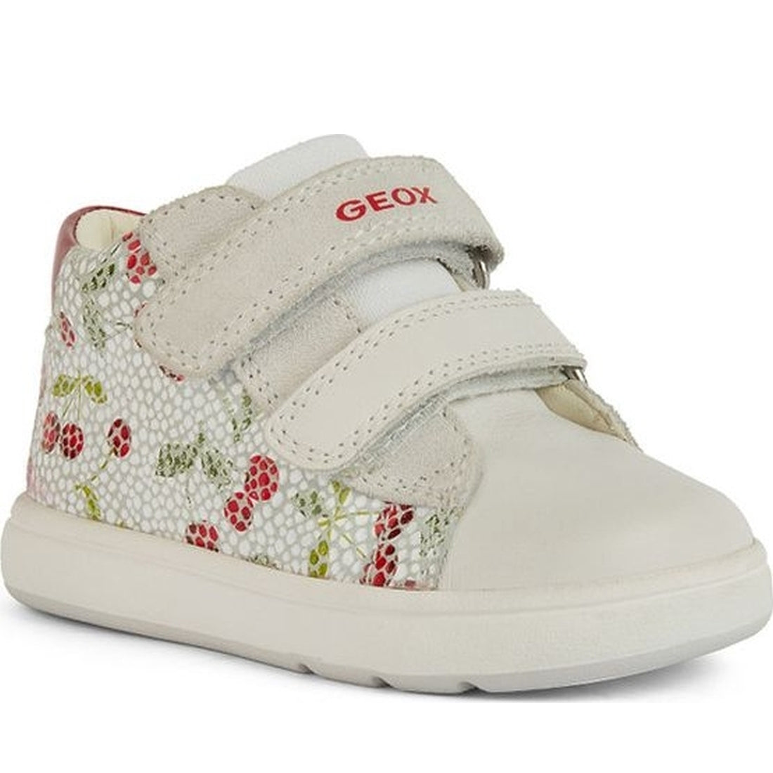 Geox girls white, red biglia first steps trainers | Vilbury London