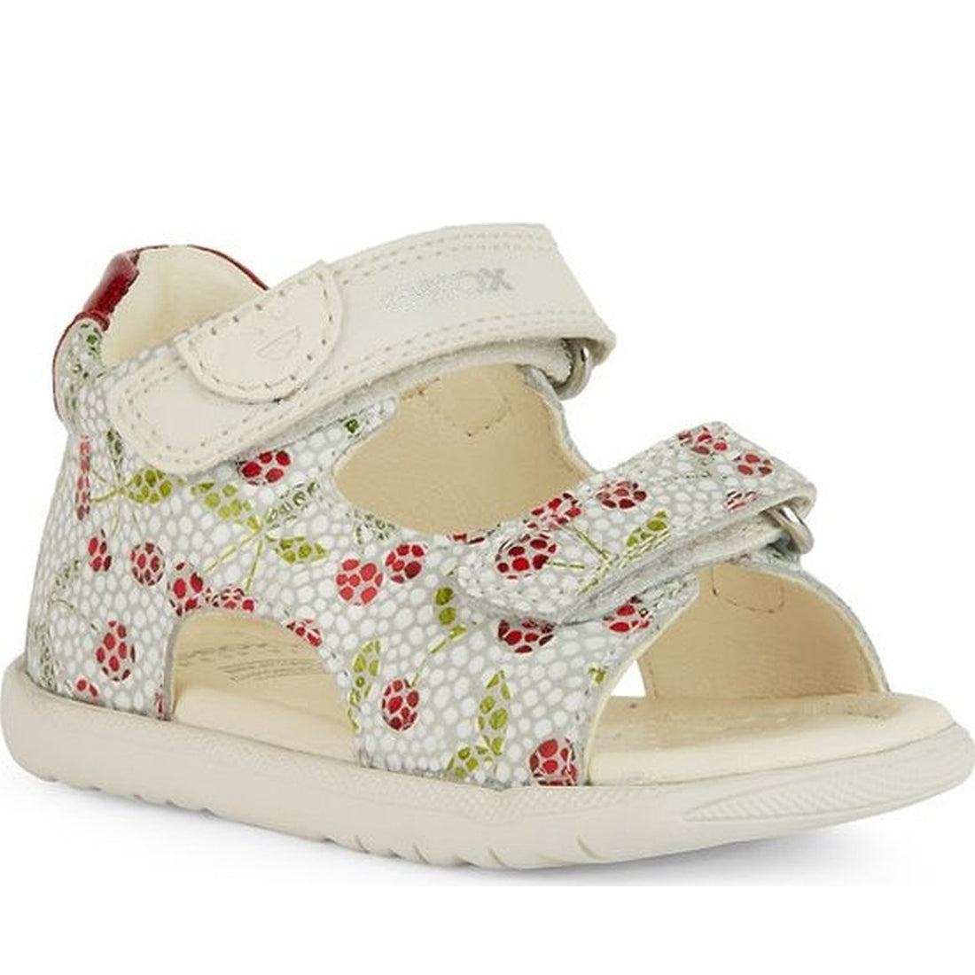 Geox girls off white, red sandal macchia | Vilbury London