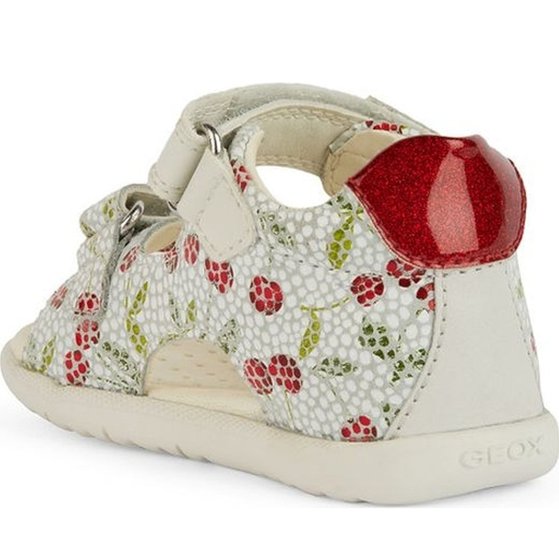 Geox girls off white, red sandal macchia | Vilbury London