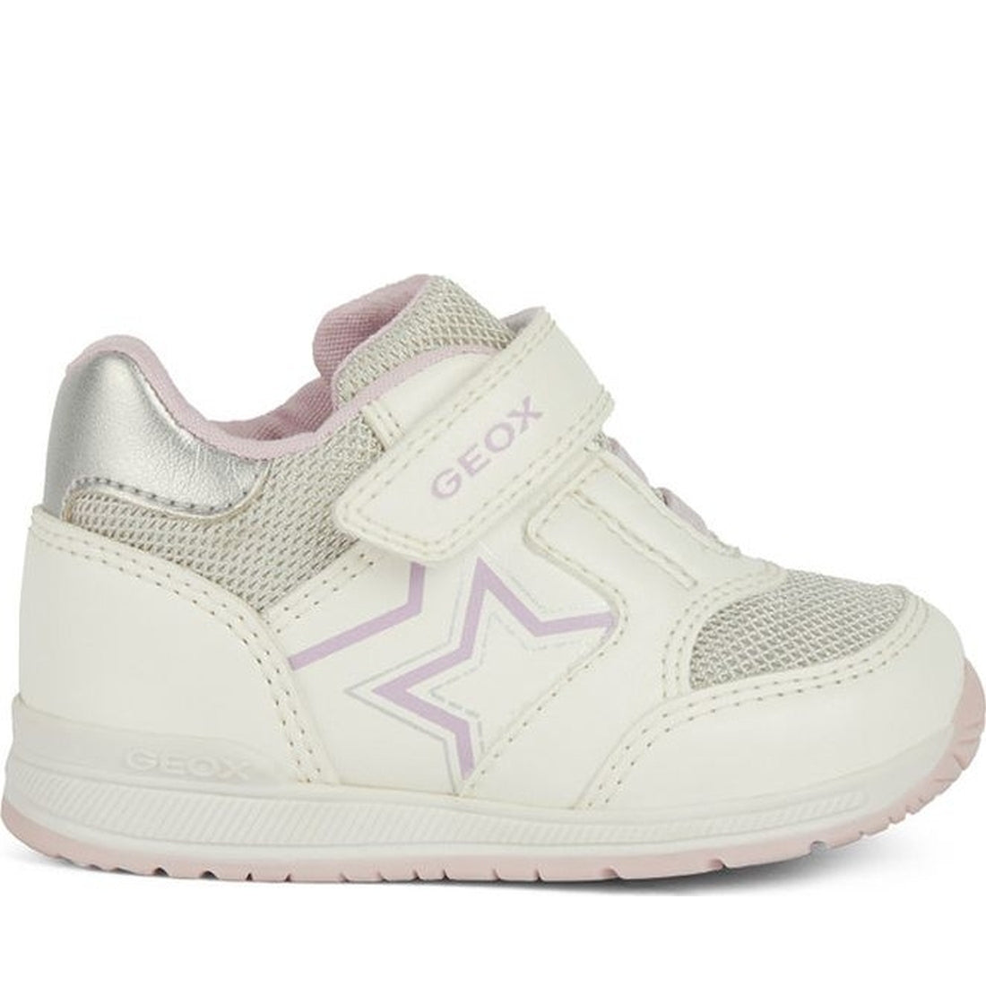 Geox girls white, pink rishon first steps trainers | Vilbury London