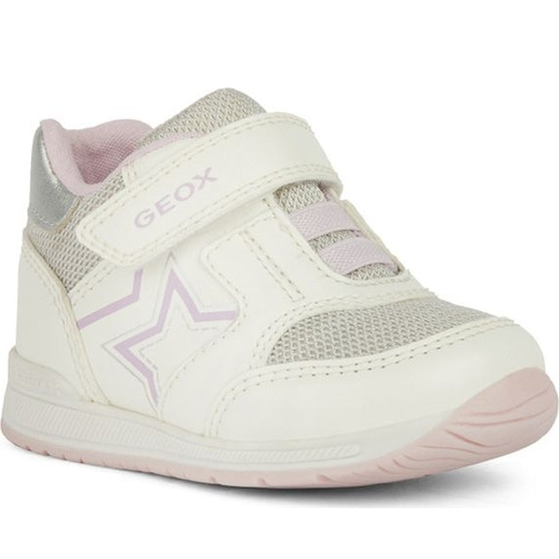 Geox girls white, pink rishon first steps trainers | Vilbury London