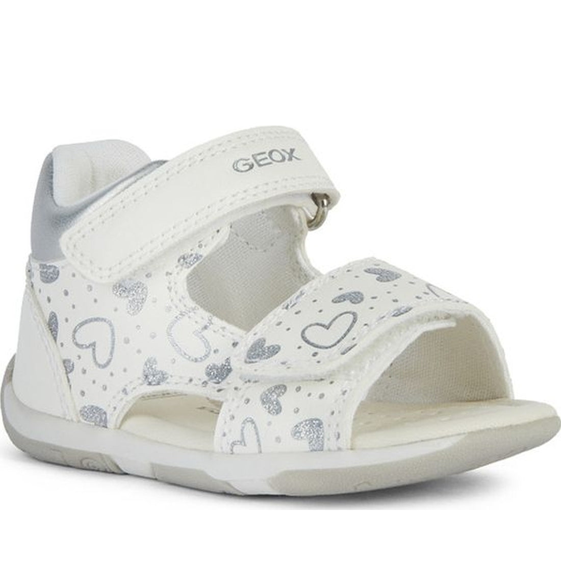 Geox girls white, silver sandal tapuz | Vilbury London