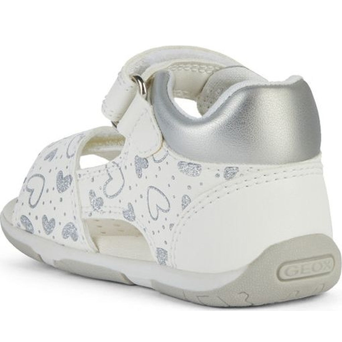 Geox girls white, silver sandal tapuz | Vilbury London