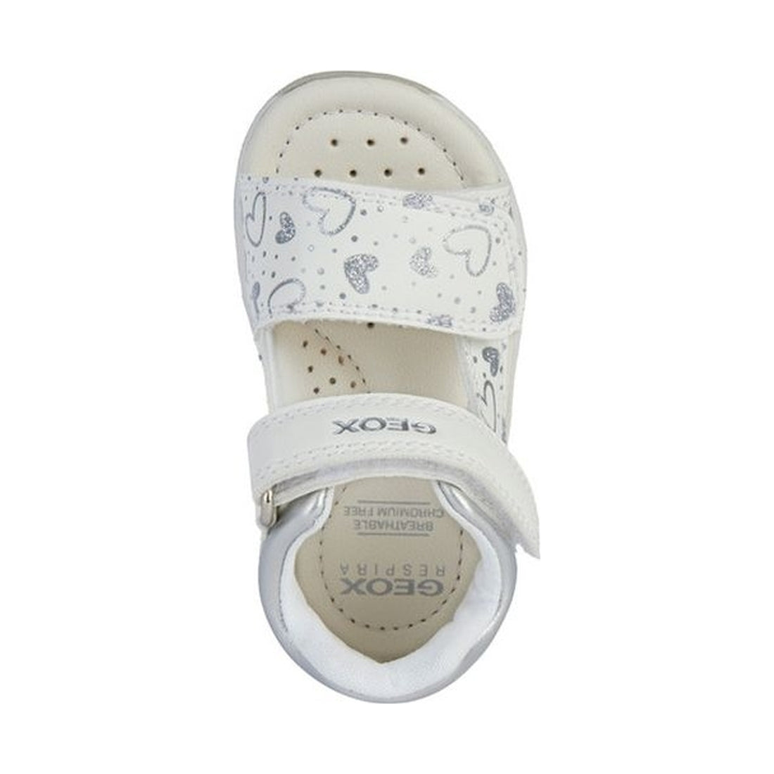 Geox girls white, silver sandal tapuz | Vilbury London