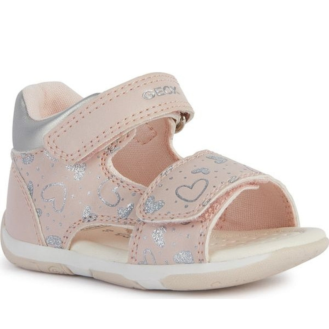 Geox girls lt rose, silver sandal tapuz | Vilbury London