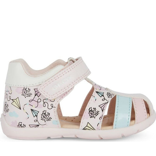 Geox girls pink, multicolour elthan first steps sandals | Vilbury London