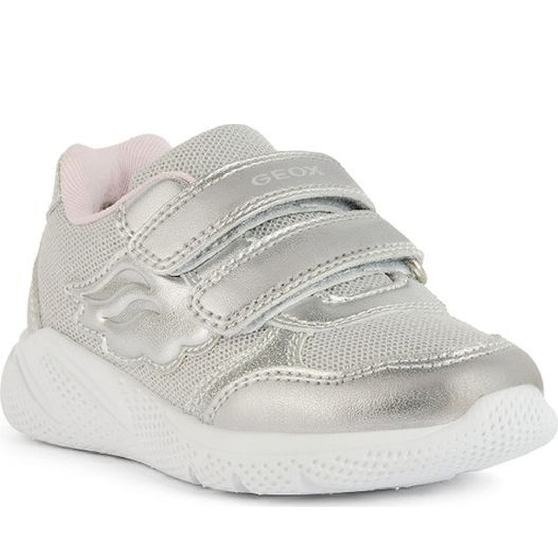 Geox girls silver sprintye sneakers | Vilbury London