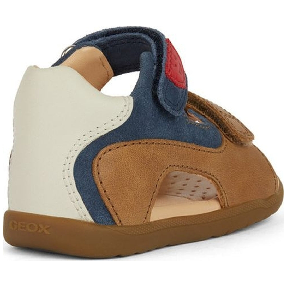 Geox boys caramel, navy sandal macchia | Vilbury London