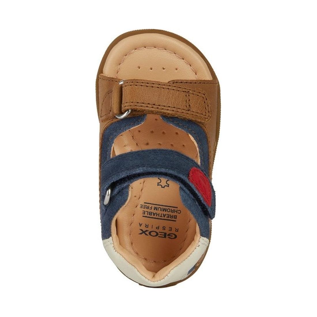 Geox boys caramel, navy sandal macchia | Vilbury London