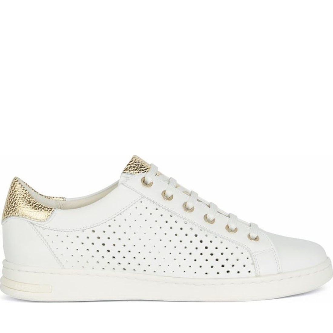 Geox womens white, gold jaysen sneakers | Vilbury London