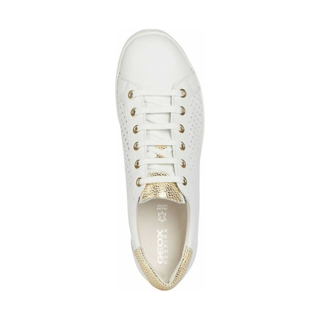 Geox womens white, gold jaysen sneakers | Vilbury London