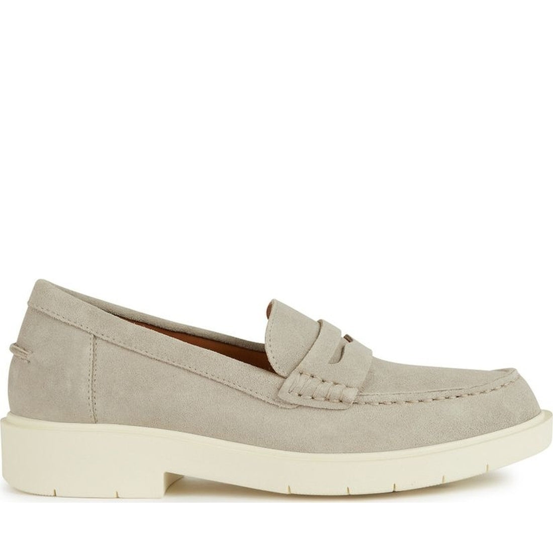 Geox womens light grey spherica ec1 moccasins | Vilbury London