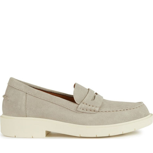 Geox womens light grey spherica ec1 moccasins | Vilbury London