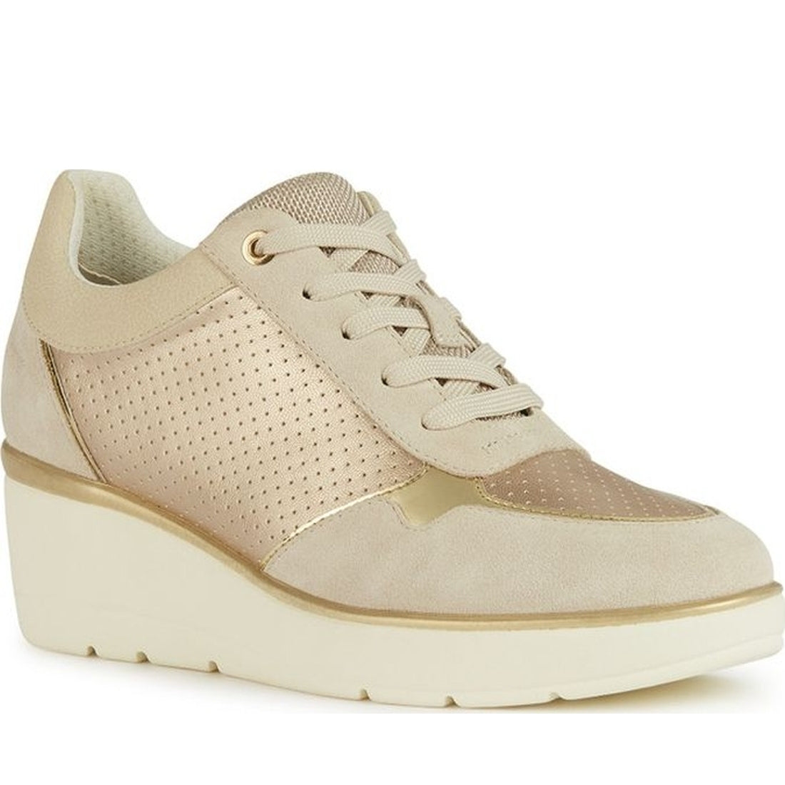 Geox womens champagne, lt sand ilde sneakers | Vilbury London