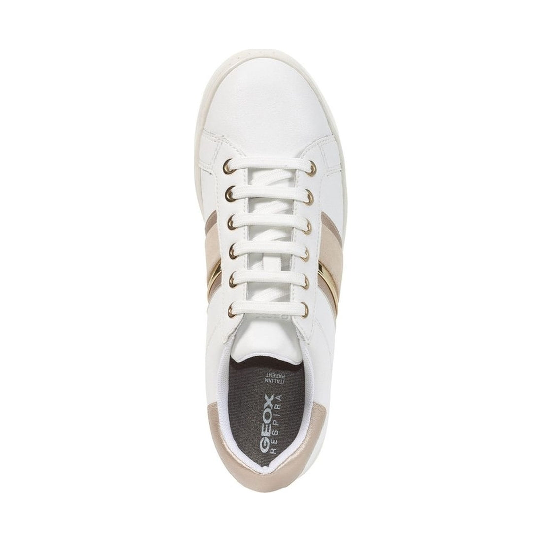 Geox womens white, lt gold jaysen sneakers | Vilbury London