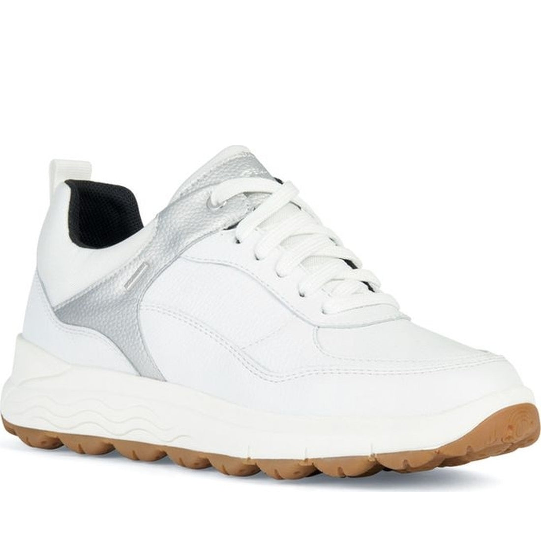 Geox womens white, silver spherica 4x4 abx sneakers | Vilbury London