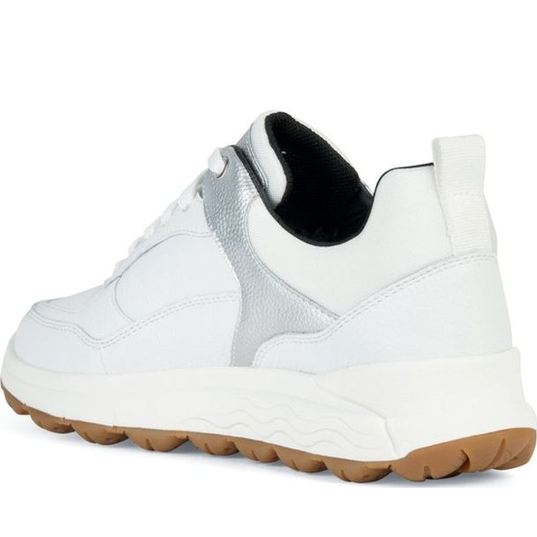 Geox womens white, silver spherica 4x4 abx sneakers | Vilbury London