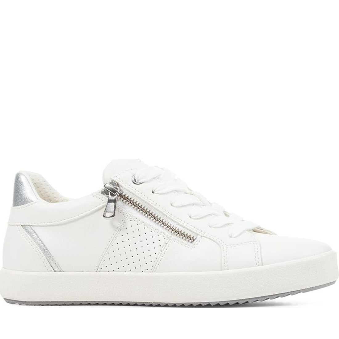 Geox womens white, silver blomiee sneakers | Vilbury London