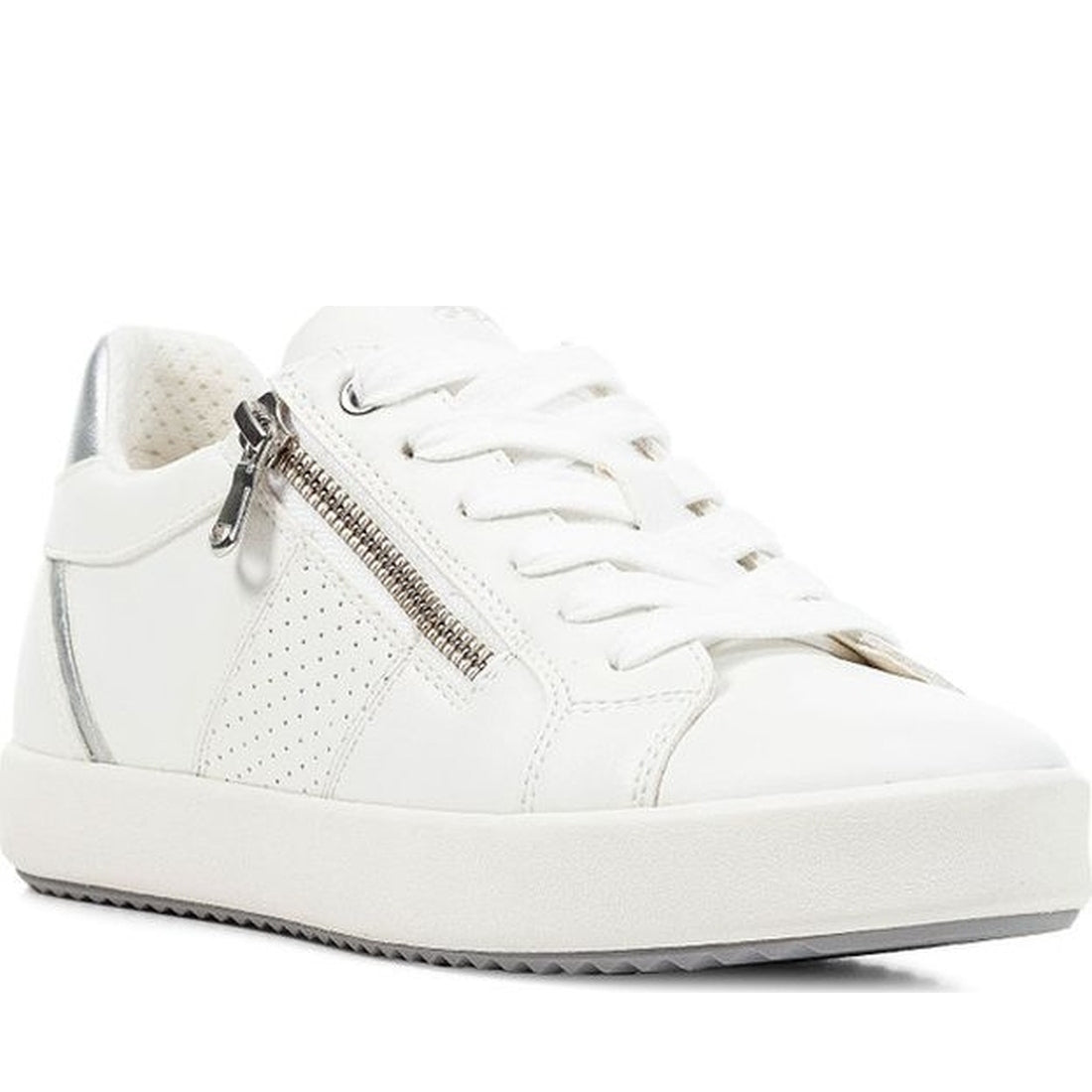 Geox womens white, silver blomiee sneakers | Vilbury London