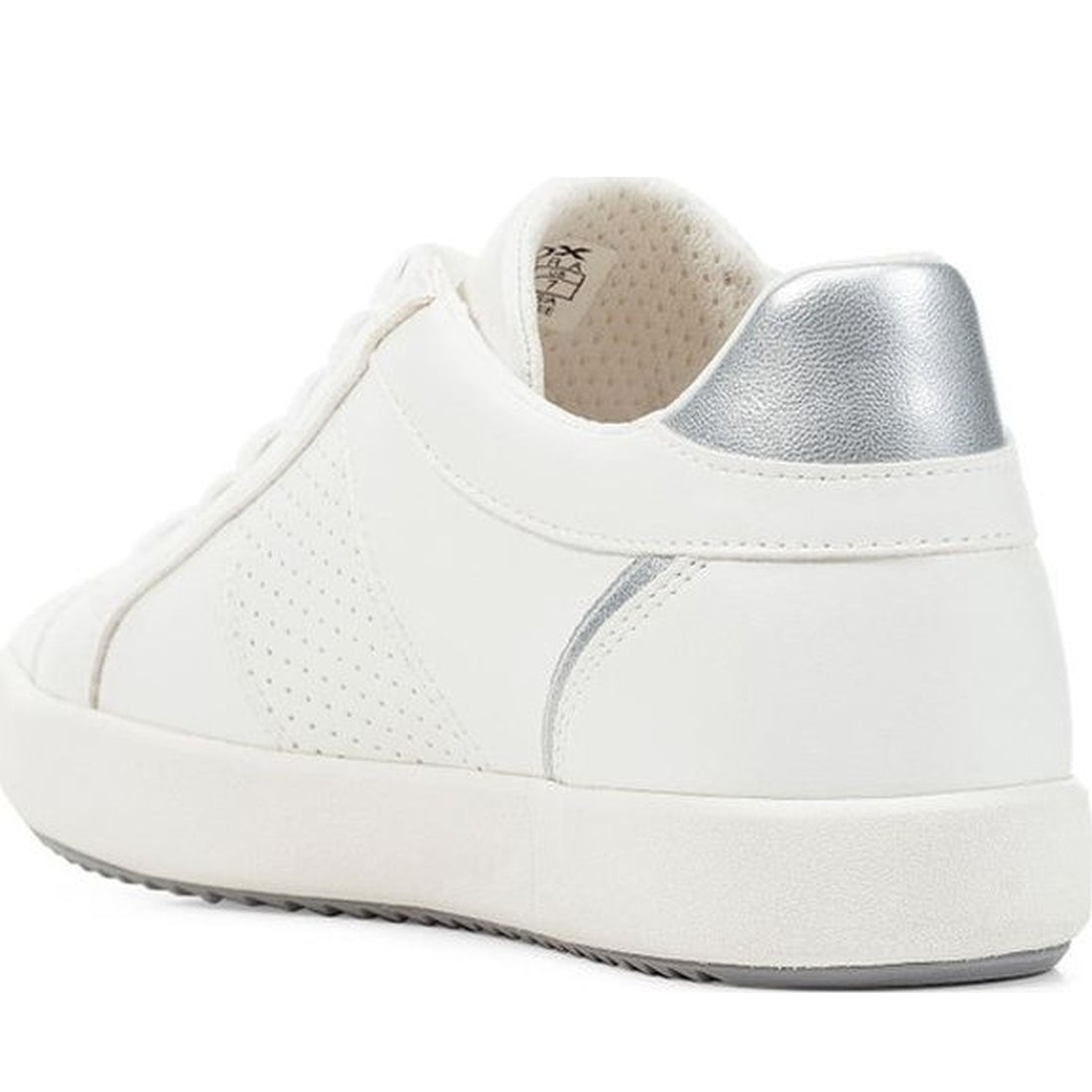 Geox womens white, silver blomiee sneakers | Vilbury London