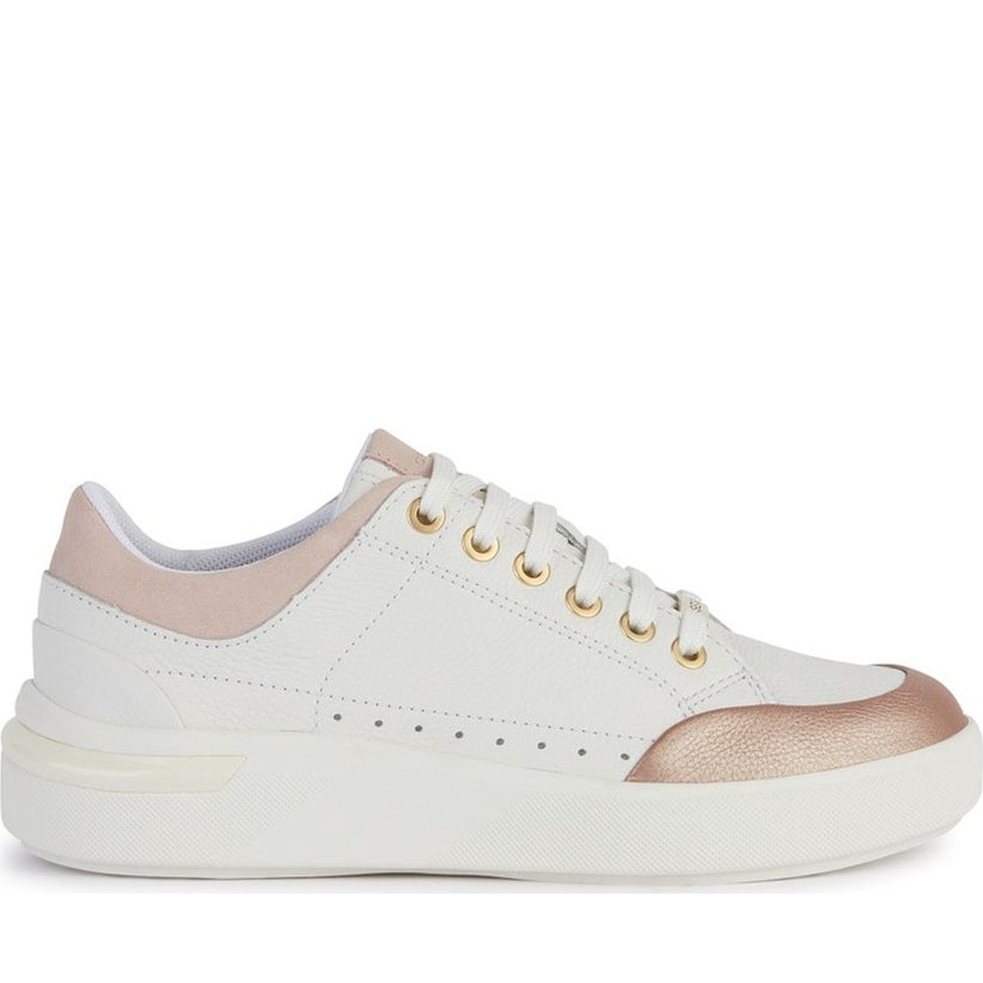 Geox womens white, lt rose dalyla sneakers | Vilbury London