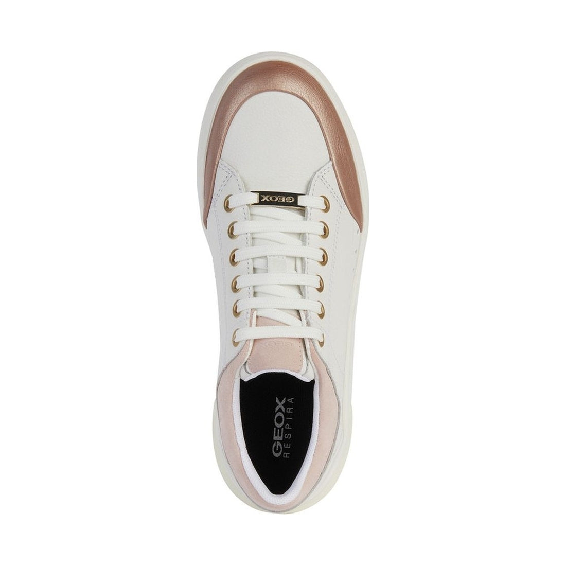 Geox womens white, lt rose dalyla sneakers | Vilbury London