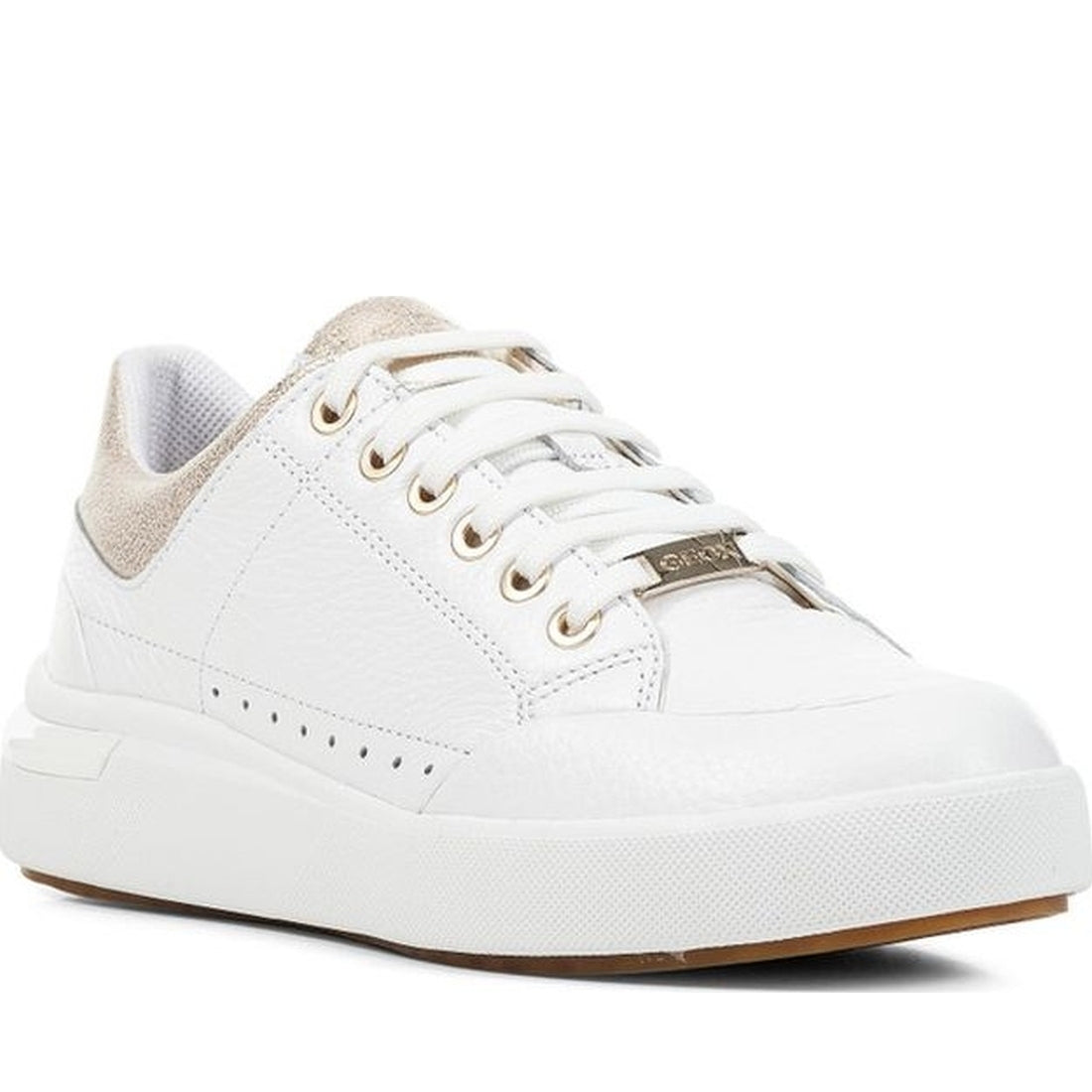 Geox womens white, champagne dalyla sneakers | Vilbury London