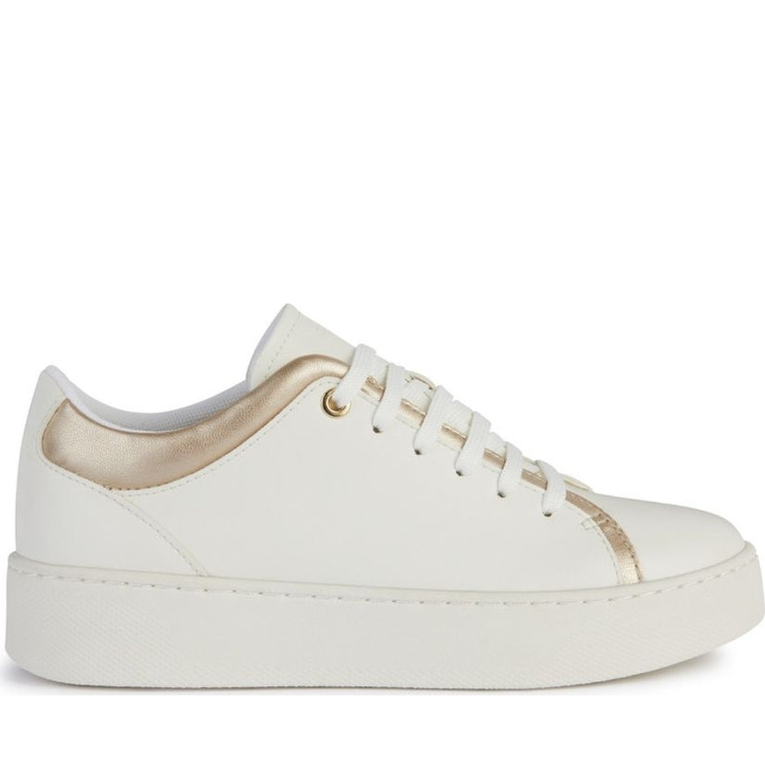 Geox womens optic white, lt gold skyely sneakers | Vilbury London