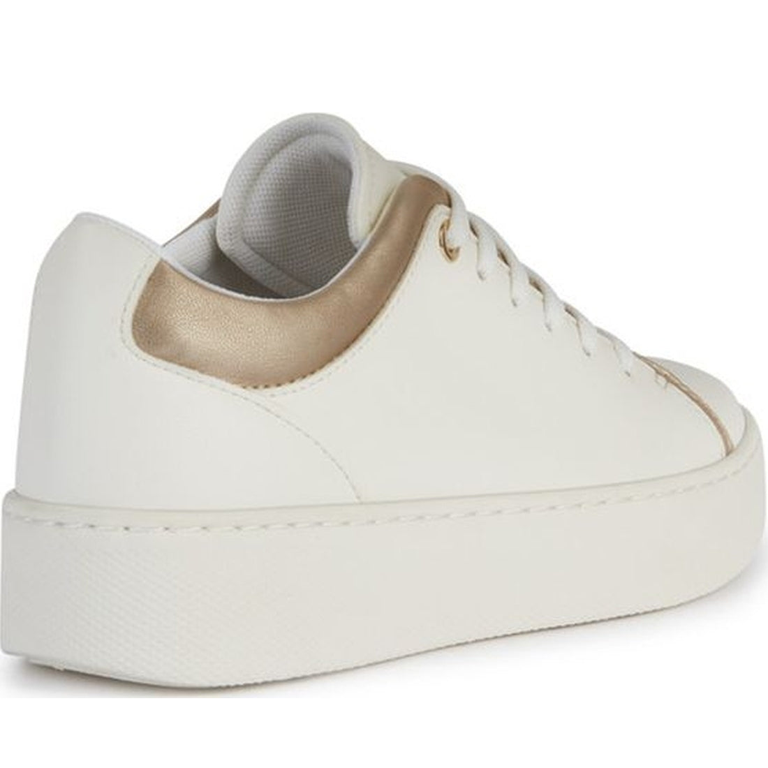 Geox womens optic white, lt gold skyely sneakers | Vilbury London