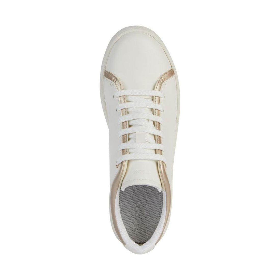 Geox womens optic white, lt gold skyely sneakers | Vilbury London