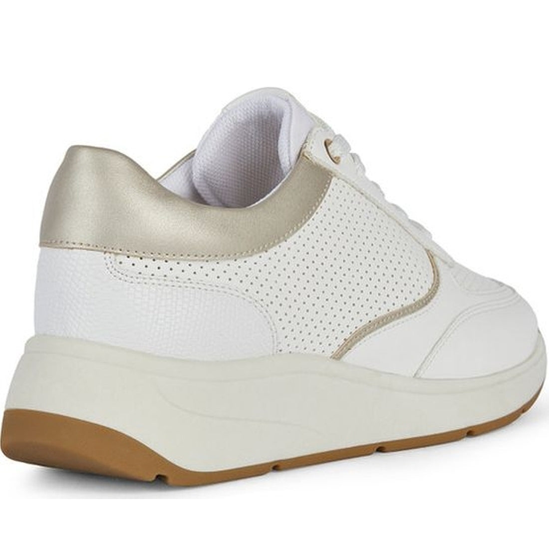 Geox womens white, lt gold cristael sneakers | Vilbury London