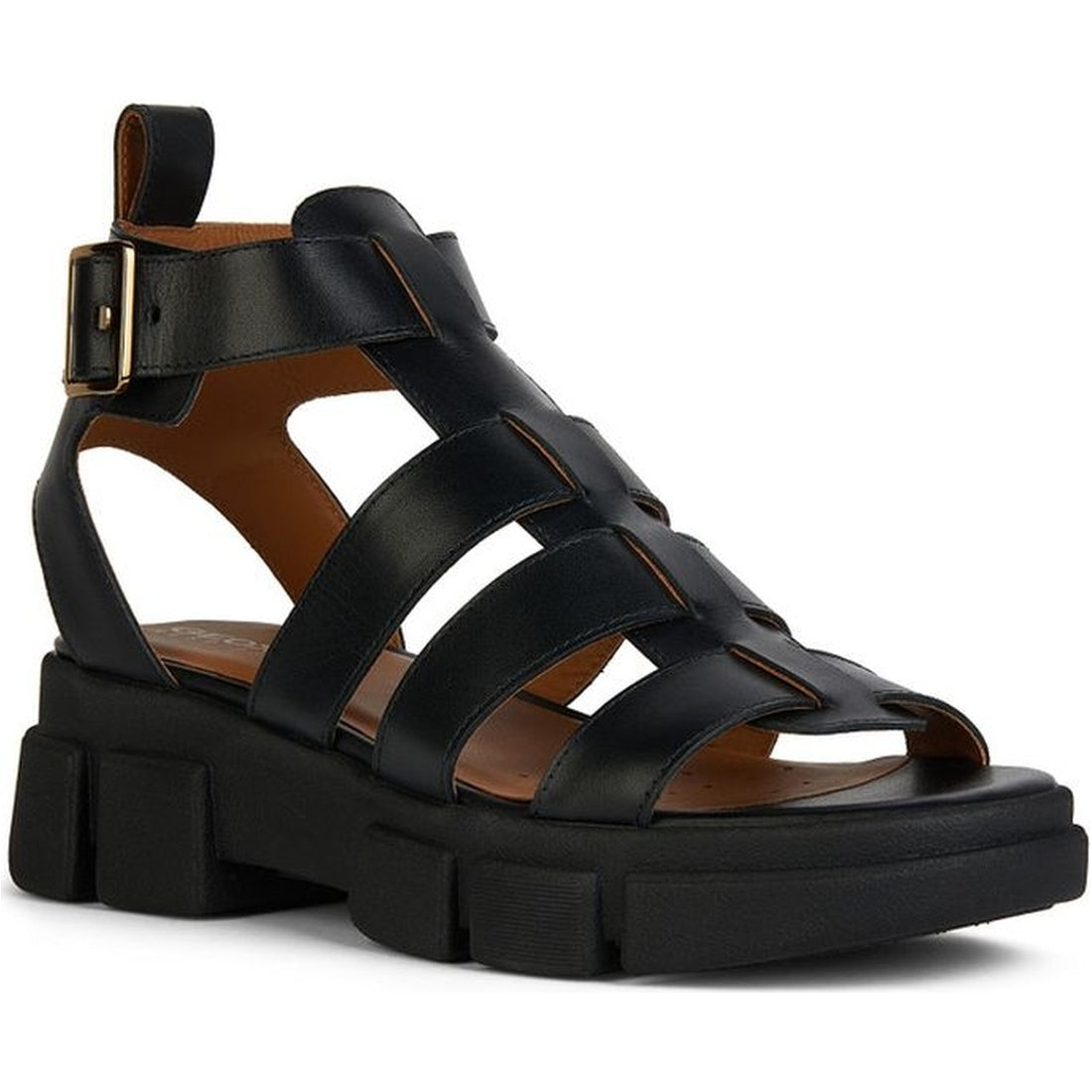 Geox womens black lisbona sandals | Vilbury London
