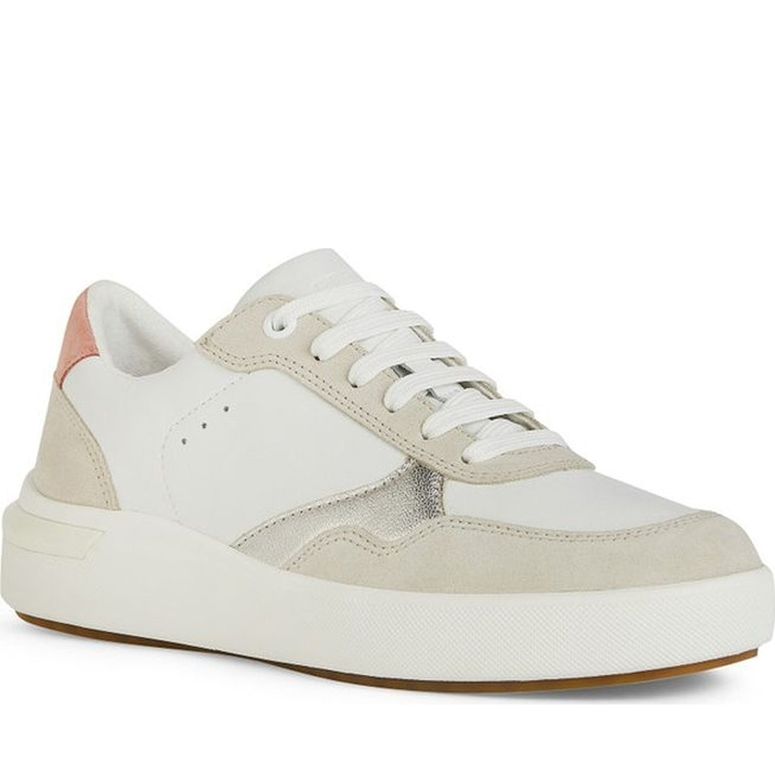 Geox womens white, dk skin dalyla sneakers | Vilbury London