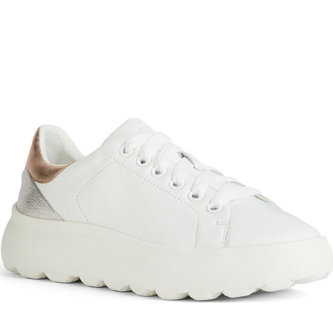 Geox womens white, rose gold spherica ec4.1 sneakers | Vilbury London