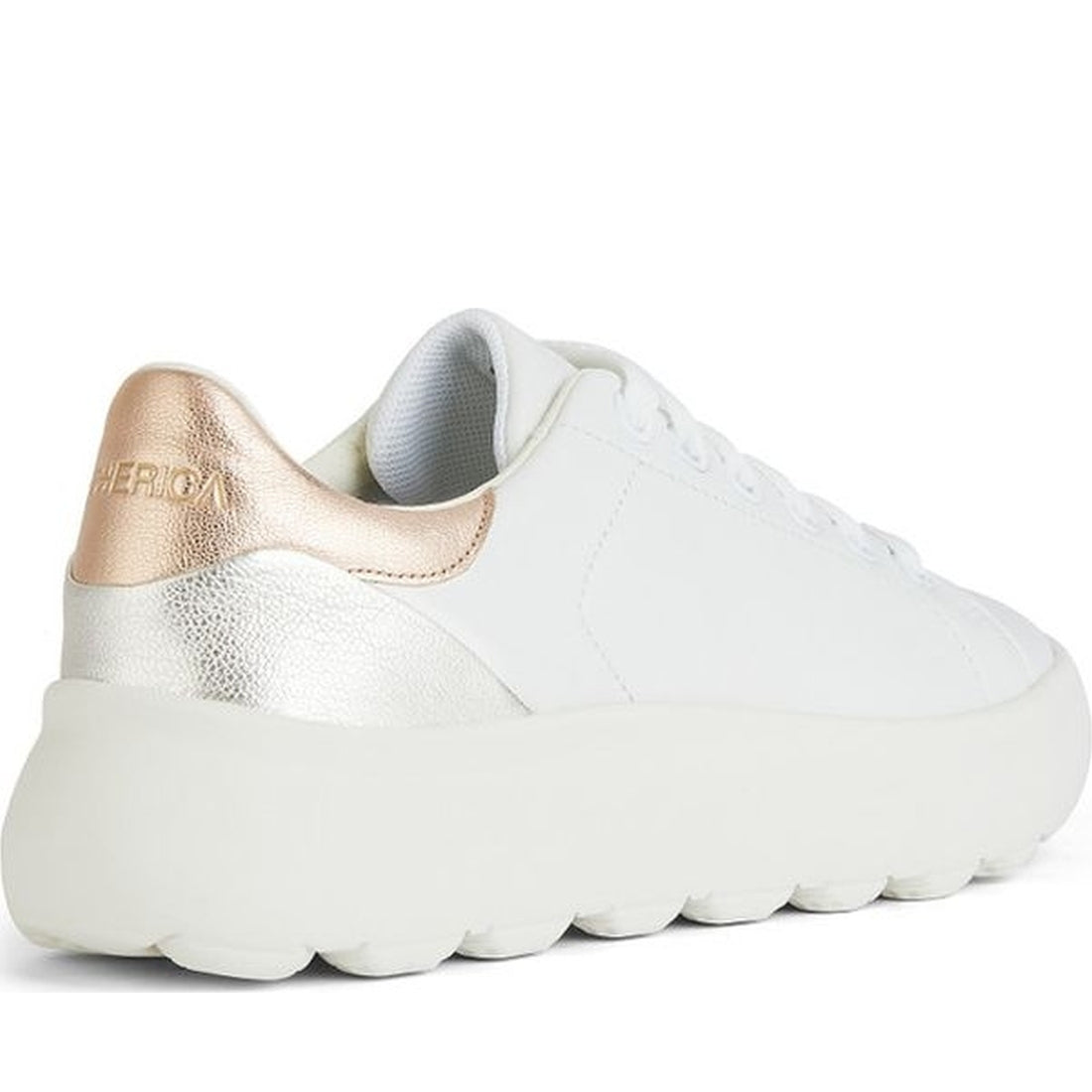 Geox womens white, rose gold spherica ec4.1 sneakers | Vilbury London