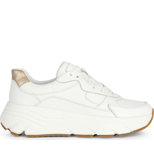 Geox womens white, lt gold diamanta sneakers | Vilbury London